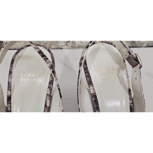 Stuart Weitzman Womens Slingback Heel Leather Peep Toe Python Old Money Size 6.5 - Picture 6 of 8